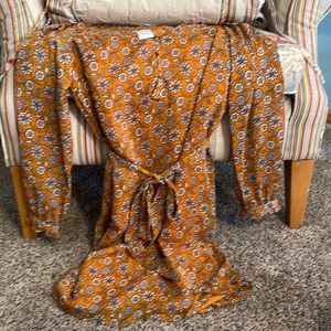 LOFT Orange Floral Midi Dress